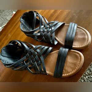 Women's Black and Brown Strappy Sandals